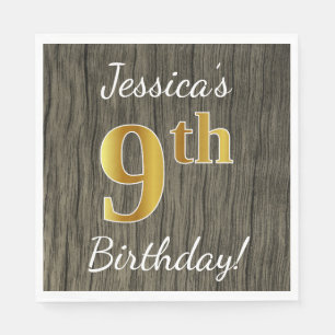 Imitate Holz, Imitate Gold 9. Geburtstag + Individ Serviette