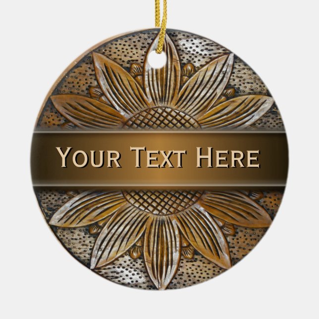 Imitate Holz Sonnenblumen Foto Keramik Rundschmuck Keramik Ornament (Vorne)