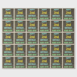 Imitate Holz, Textanstrich, 2. Geburtstag + Name Geschenkpapier