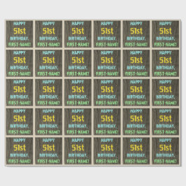 Imitate Holz, Textanstrich, 51. Geburtstag + Name Geschenkpapier