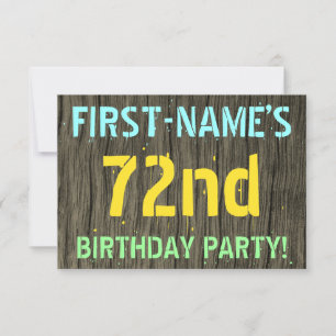 Imitate Holz, Textanstrich, 72. Geburtstag + Name Einladung