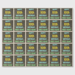 Imitate Holz, Textanzeige gestrichen, 10. Geburtst Geschenkpapier
