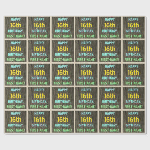 Imitate Holz, Textanzeige gestrichen, 16. Geburtst Geschenkpapier