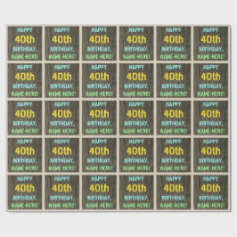Imitate Holz, Textanzeige gestrichen, 40. Geburtst Geschenkpapier