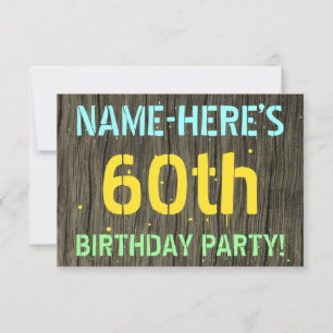 Imitate Holz, Textanzeige gestrichen, 60. Geburtst Einladung