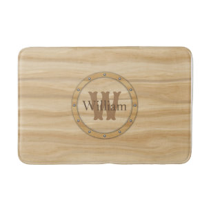 Imitate Holzkörner-Monogramm Badematte