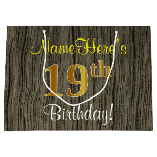 Imitate HolzLook, Imitate Gold 19. Geburtstag + Na Große Geschenktüte