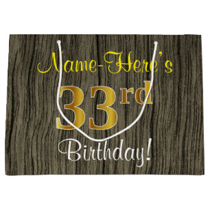 Imitate Holzlook, Imitate Gold 33. Geburtstag + Na Große Geschenktüte