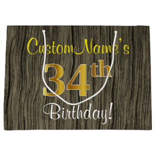 Imitate HolzLook, Imitate Gold 34. Geburtstag + Na Große Geschenktüte