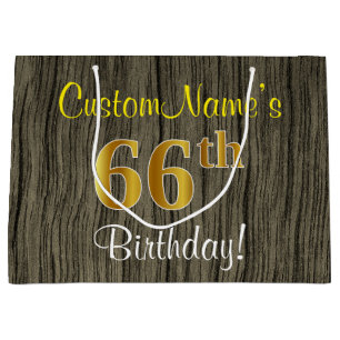 Imitate HolzLook, Imitate Gold 66. Geburtstag + Na Große Geschenktüte
