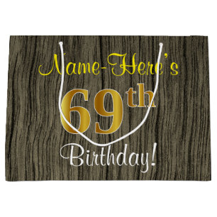 Imitate HolzLook, Imitate Gold 69. Geburtstag + Na Große Geschenktüte