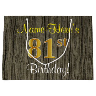 Imitate Holzlook, Imitate Gold 81. Geburtstag + Na Große Geschenktüte