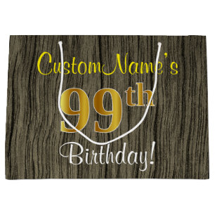 Imitate HolzLook, Imitate Gold 99. Geburtstag + Na Große Geschenktüte