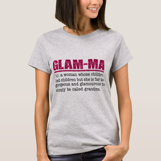 Imitate Hot Pink Glitzer Glam-Ma T-Shirt (Vorderseite)