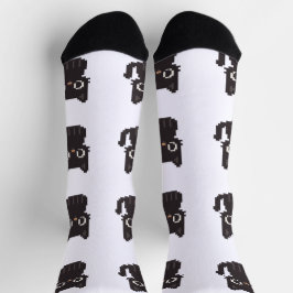 Imitate in Kreuzstich pixel art Black Cat Socken