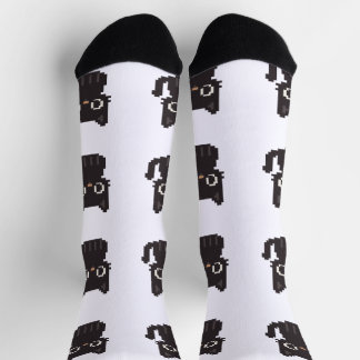 Imitate in Kreuzstich pixel art Black Cat Socken