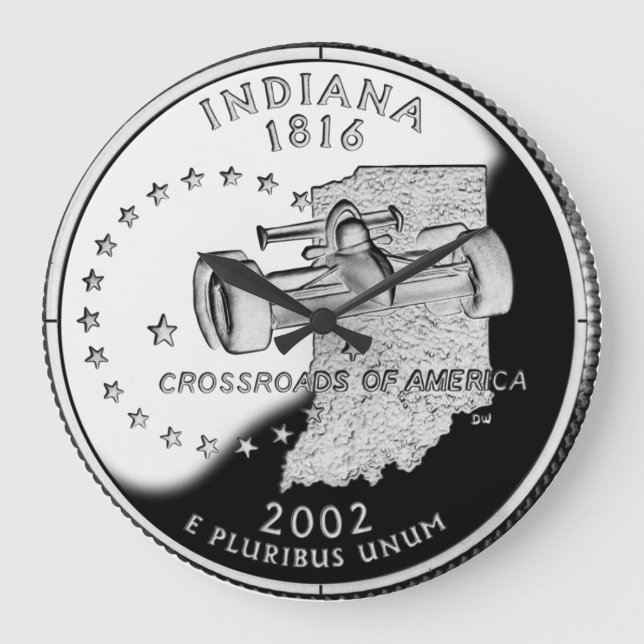 Imitate Indiana Staat Quarter Große Wanduhr (Vorderseite)