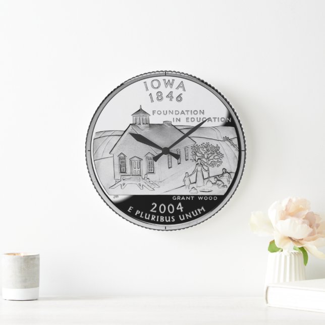 Imitate Iowa Staat Quarter Große Wanduhr (Zuhause)
