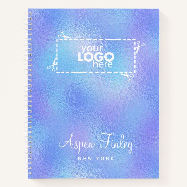 Imitate Iridescent Foil Elegantes Logo-Notebook Notizbuch (Vorderseite)