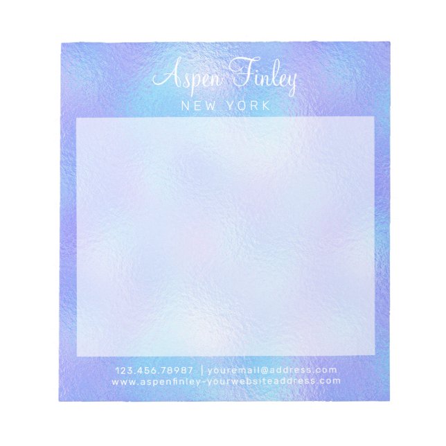 Imitate Iridescent Foil Elegantes Notepad Notizblock (Vorderseite)