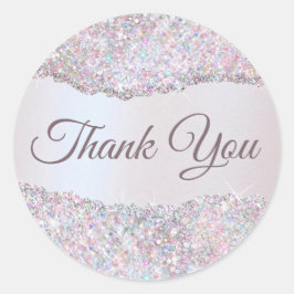Imitate iridescent rosa Glitzer Folie danke Runder Aufkleber