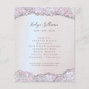 Imitate irisierend rosa Glitzer Folie Flyer