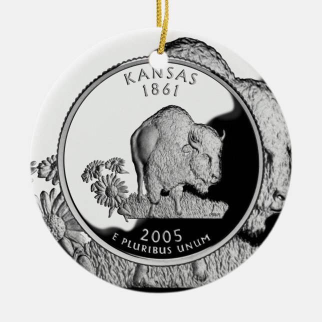 Imitate Kansas Staat Quarter Keramik Ornament (Vorne)