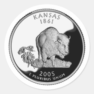 Imitate Kansas Staat Quarter Runder Aufkleber