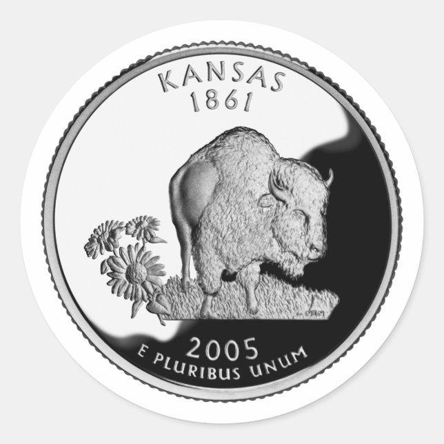 Imitate Kansas Staat Quarter Runder Aufkleber (Vorderseite)