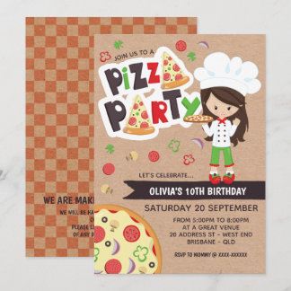 Imitate Kraft Girl Pizza Party Geburtstagsfeier Ei Einladung