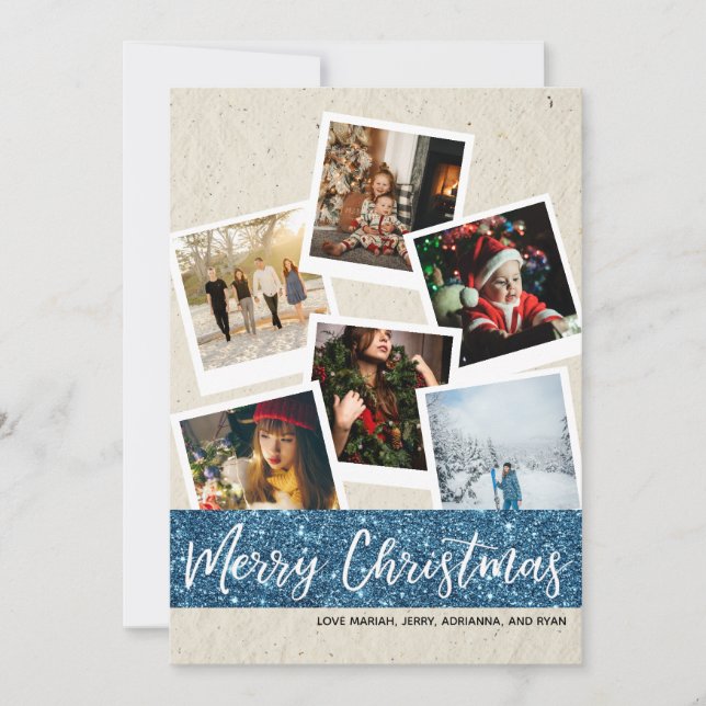 Imitate Kraft & Glitzer Multi Foto Frohe Weihnacht (Vorderseite)
