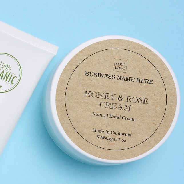 Imitate Kraft-Minimal-Logo-Produktkennzeichnung Runder Aufkleber (Von Creator hochgeladen)