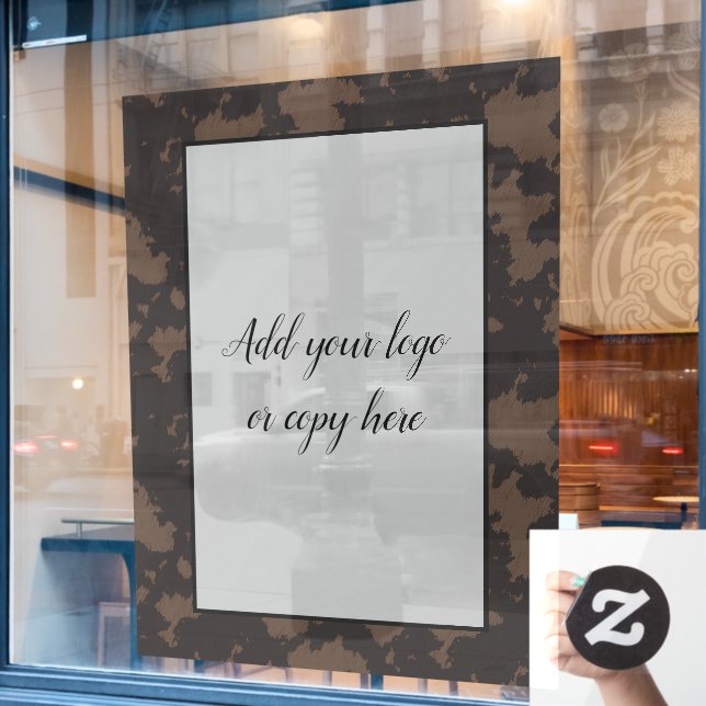 Imitate Kuh drucken Schwarz und Braun Fensterklamm Fensteraufkleber (Café-Fenster)