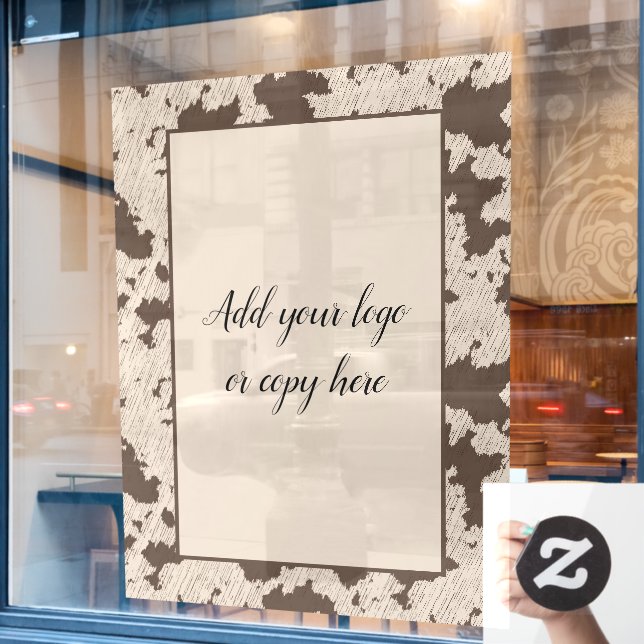 Imitate Kuh Print Brown and Cream Window Cloning Fensteraufkleber (Café-Fenster)