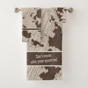 Imitate Kuh Print Brown und Creme Badhandtuch Set