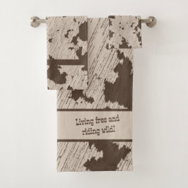 Imitate Kuh Print Brown und Creme Badhandtuch Set