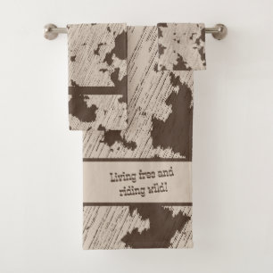 Imitate Kuh Print Brown und Creme Badhandtuch Set