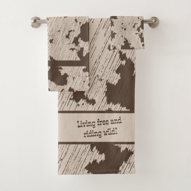 Imitate Kuh Print Brown und Creme Badhandtuch Set (Insitu)