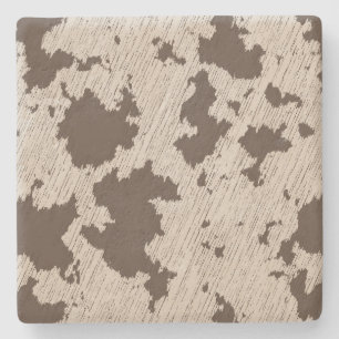 Imitate Kuh Print Brown und Creme Steinuntersetzer