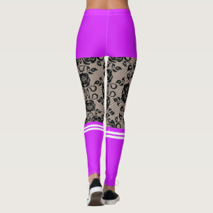 Imitate Lace Fishnet Leggings Lila Kurz und Socken