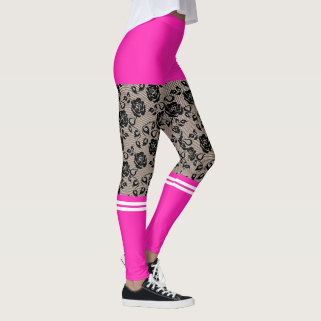 Imitate Lace Fishnet Pink Kurz Socken Funny Leggin Leggings (Rechts)