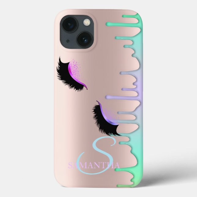 Imitate Lashes Rainbow Tropfen Rose Gold Case-Mate iPhone Hülle (Rückseite)