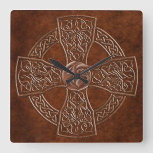 Imitate Leather Celtic Irish Clock Quadratische Wanduhr