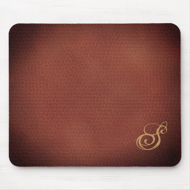 Imitate Leather Look Elegant Mit Monogramm Mousepad (Vorne)