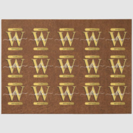 Imitate Leder und Gold Monogram Geburtstag Seidenpapier