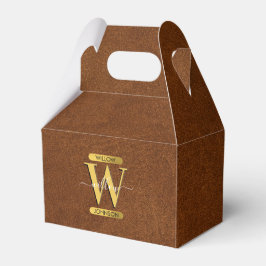 Imitate Leder und Gold Monogramm Geschenkschachtel