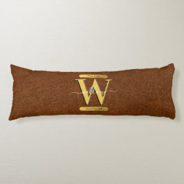 Imitate Leder und Gold Monogramm Seitenschläferkissen