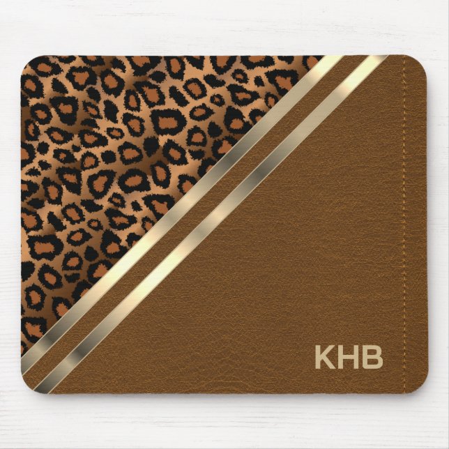 Imitate Leder und Leopard, braun, Stich Mousepad (Vorne)