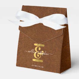 Imitate Leder- und Monogramm-Hochzeit Geschenkschachtel
