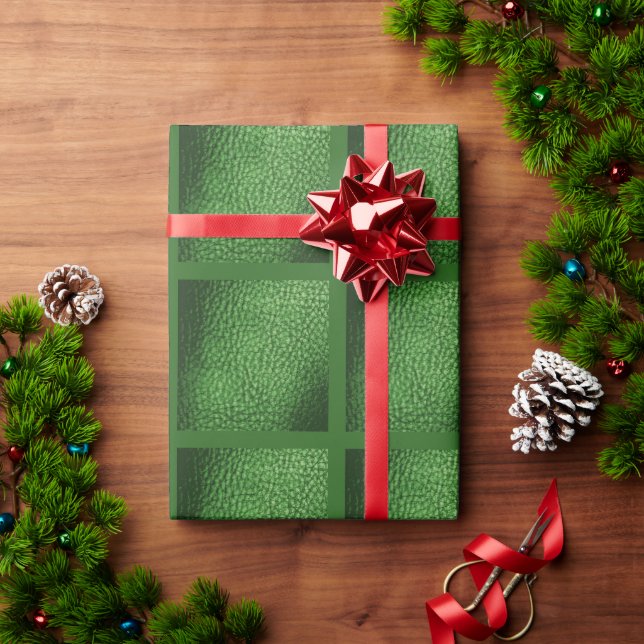 Imitate Leder Warm Forest Green Design Geschenkpapier (Feiertagsgeschenk)